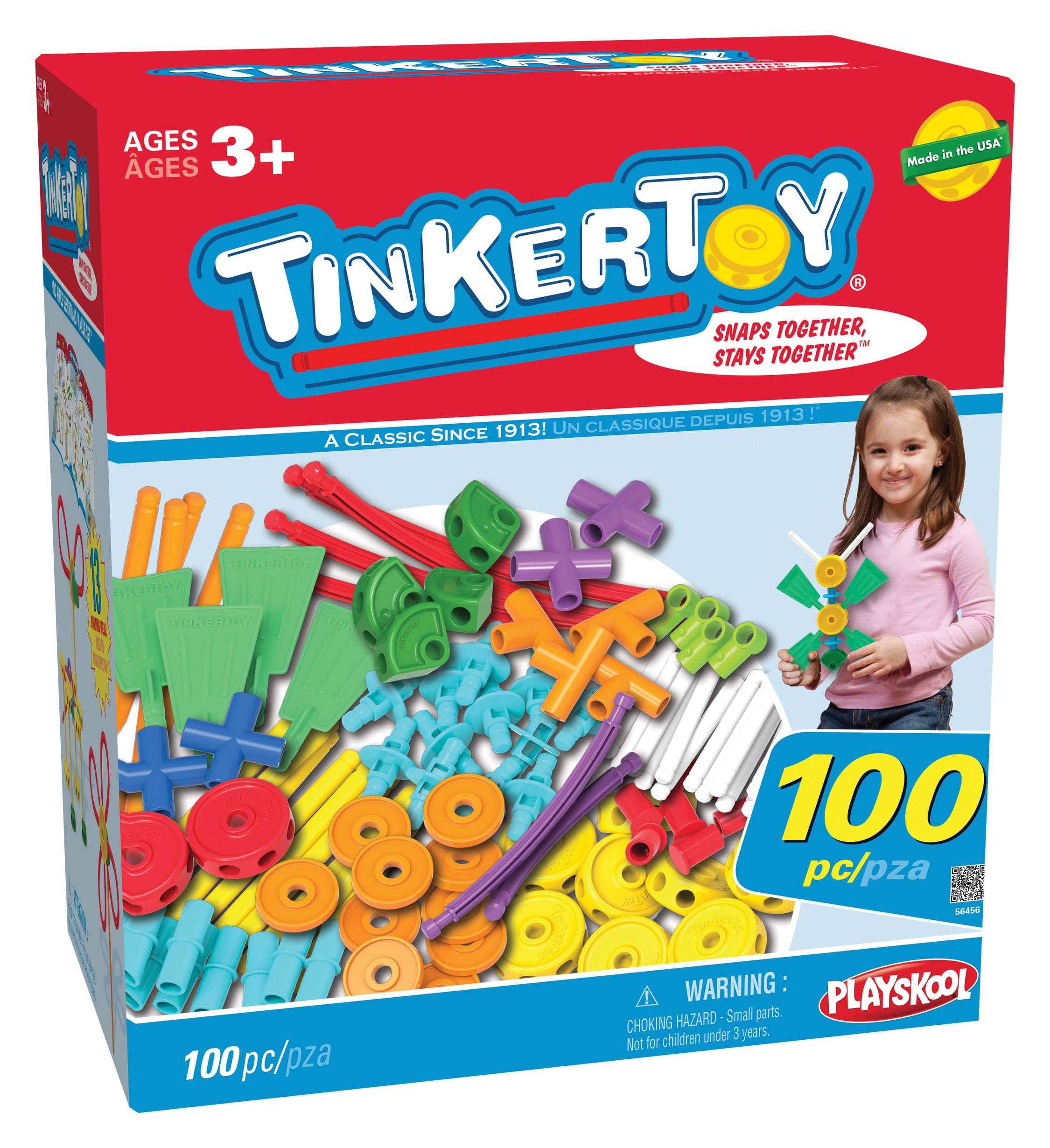 Tinkertoy 100 PC Essentials Value Set 13 Building Ideas Snaps Together Ages 3 for sale online 