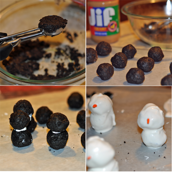 Snowman Peanut Butter Oreo Truffles