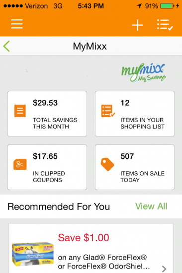 mymixx savings at Shaws
