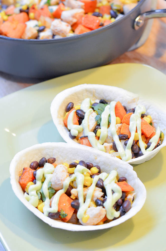 Sweet Potato and Chicken Tacos With Avocado Cream Sauce Mommy's