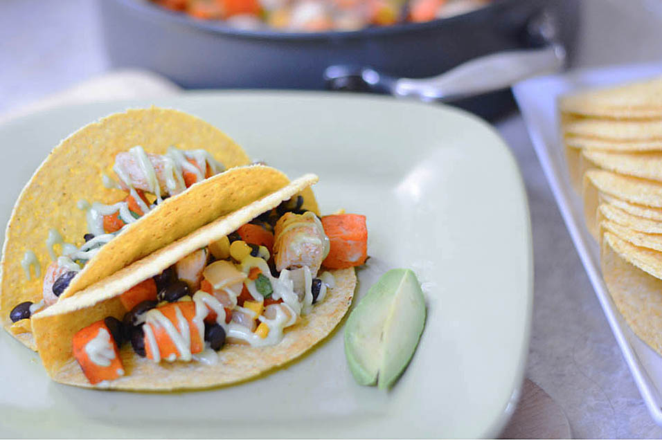 sweet potato and chicken tacos