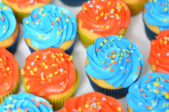 miles from tomorrowland party cupcakes