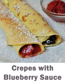 crepes with blueberry sauce