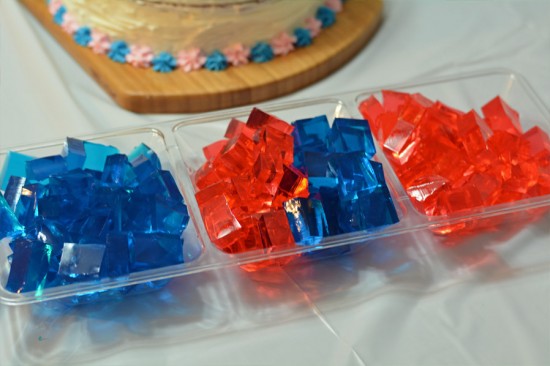 pink and blue jello gender reveal