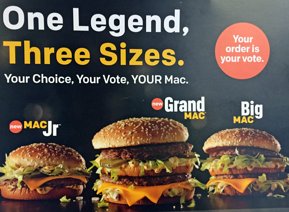 Big Mac new sizes