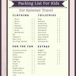 Packing List For Kids for Summer Travel