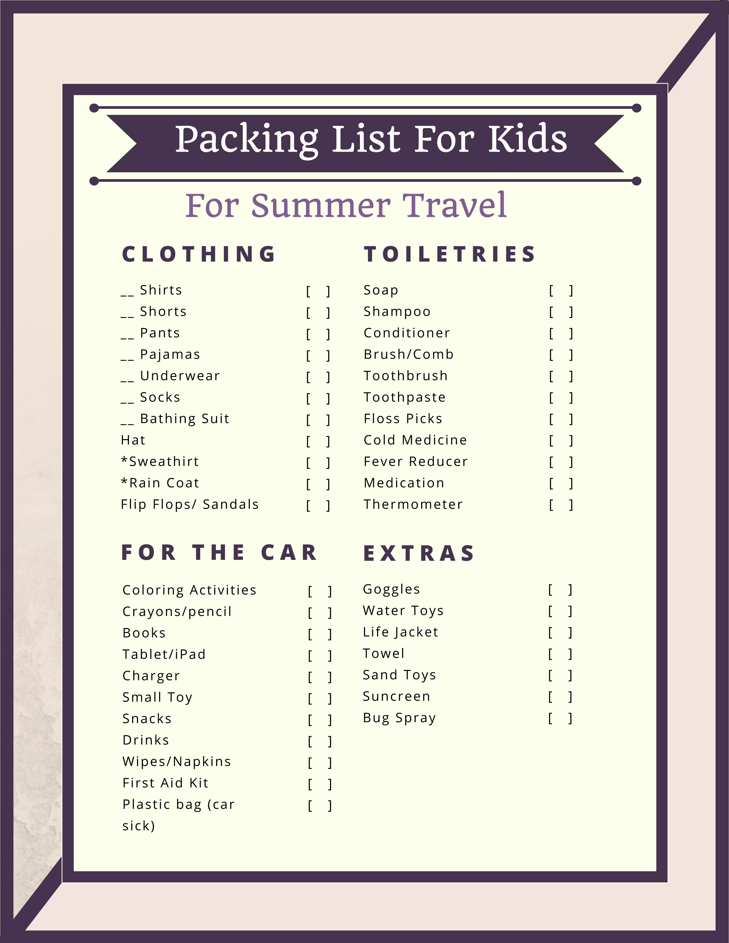 Summer Travel: Printable Packing List for Kids + Giveaway ...