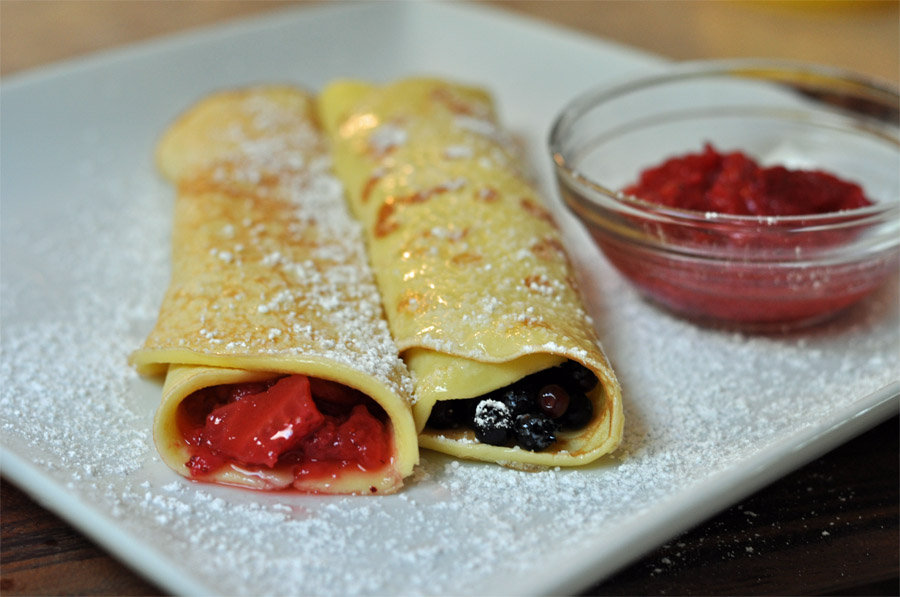 strawberry filled crepes