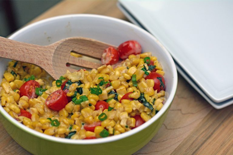 Corn in Cream with Cherry Tomatoes Recipe