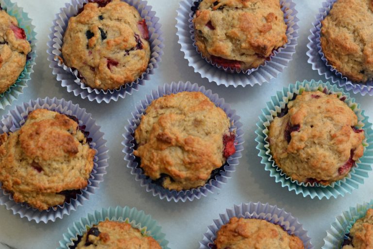Banana Berry Oatmeal Muffins