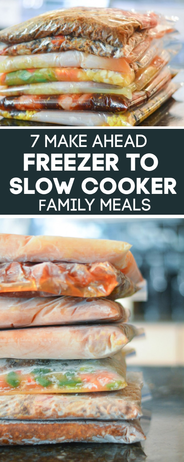 Make ahead freezer to slow cooker family meals #dinner #crockpot #chicken freezer slow cooker meals