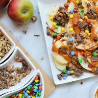 Caramel Apple Nachos with M&Ms