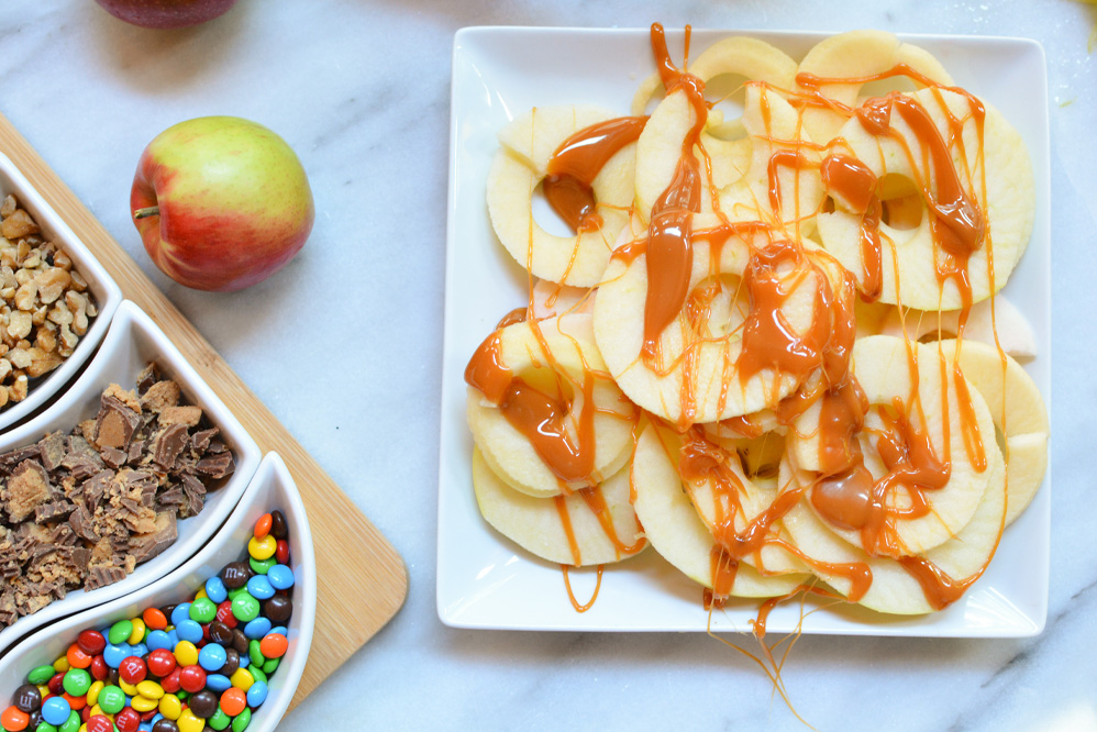 apple nachos with caramel