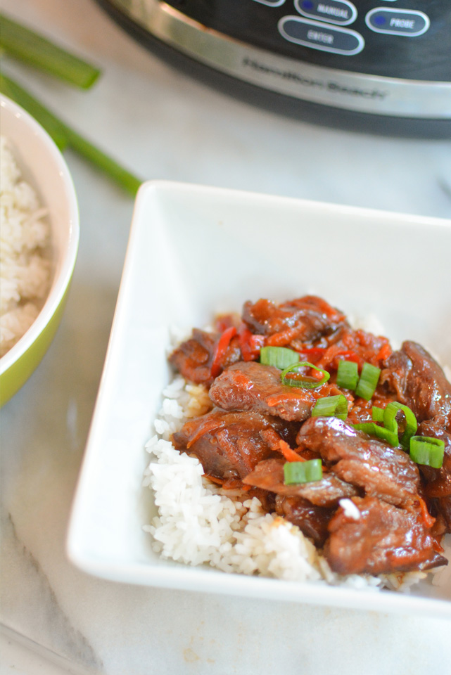 Mongolian Beef served in a bowl