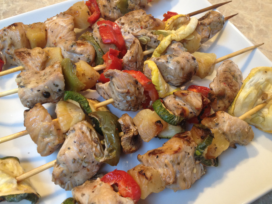 chicken kabobs red pepper squash