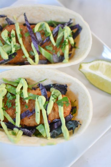 Beer Battered Fish Tacos With Creamy Avocado Lime Sauce