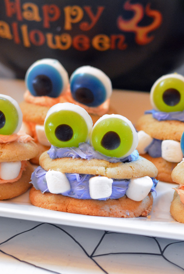 monster cookie with gummy eyeballs