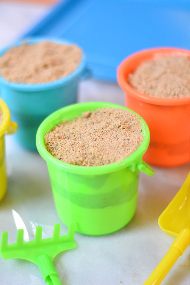 sandy pudding in a bucket