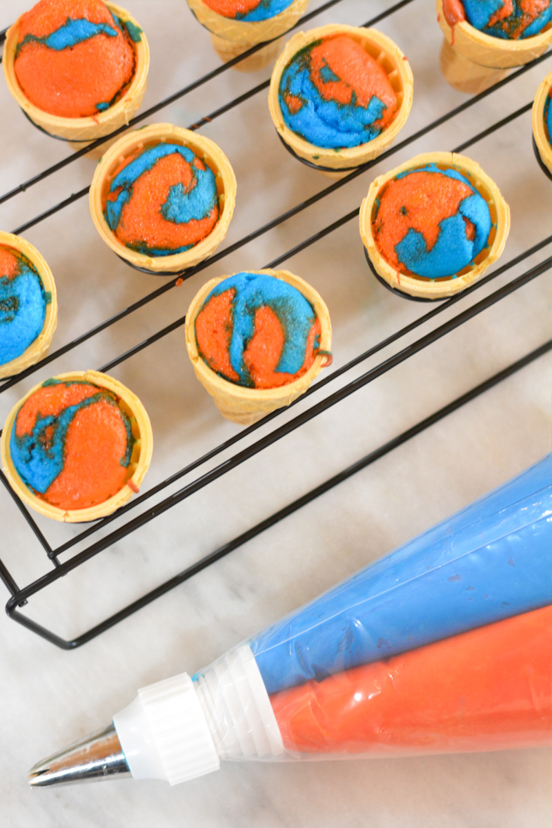 two color cupcake cones