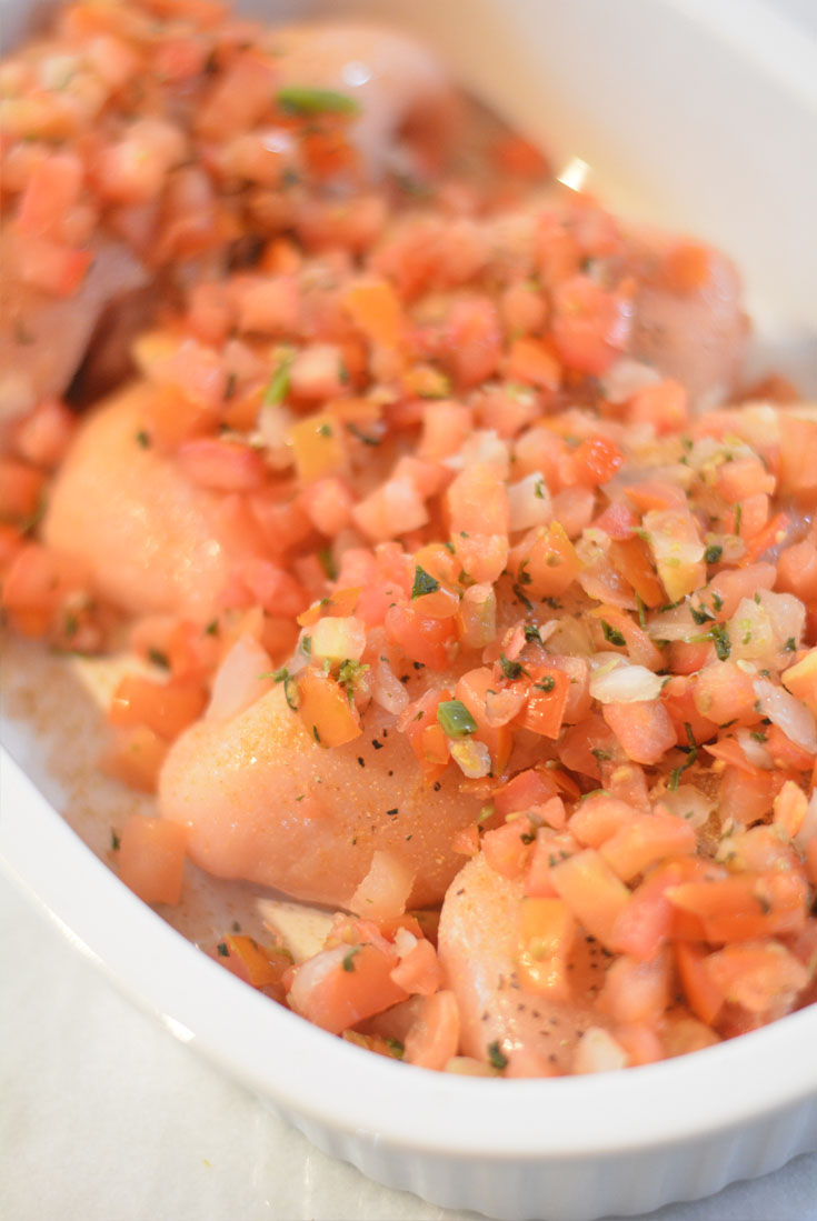 chicken topped with pico de gallo