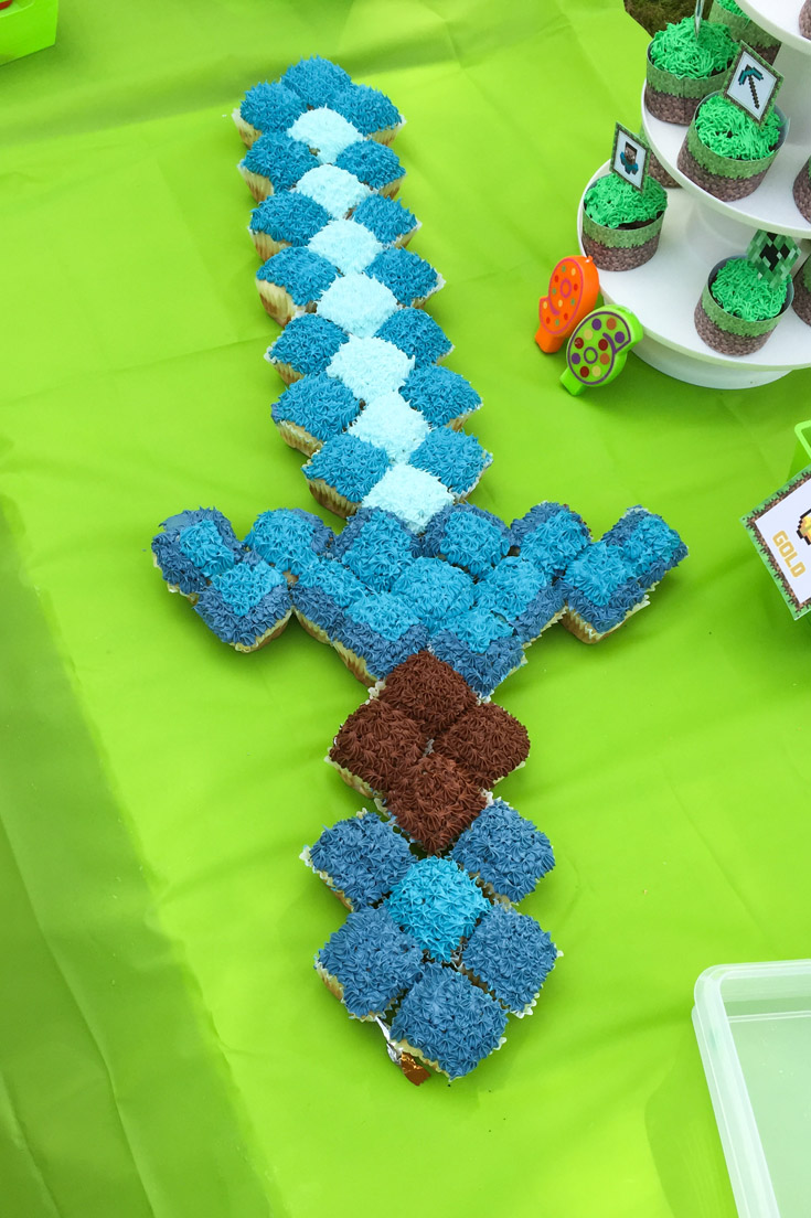 minecraft sword cupcake