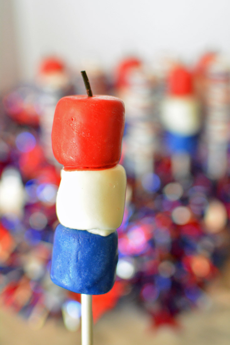 red white blue marshmallow pop