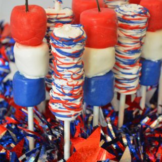 red white blue marshmallow pops