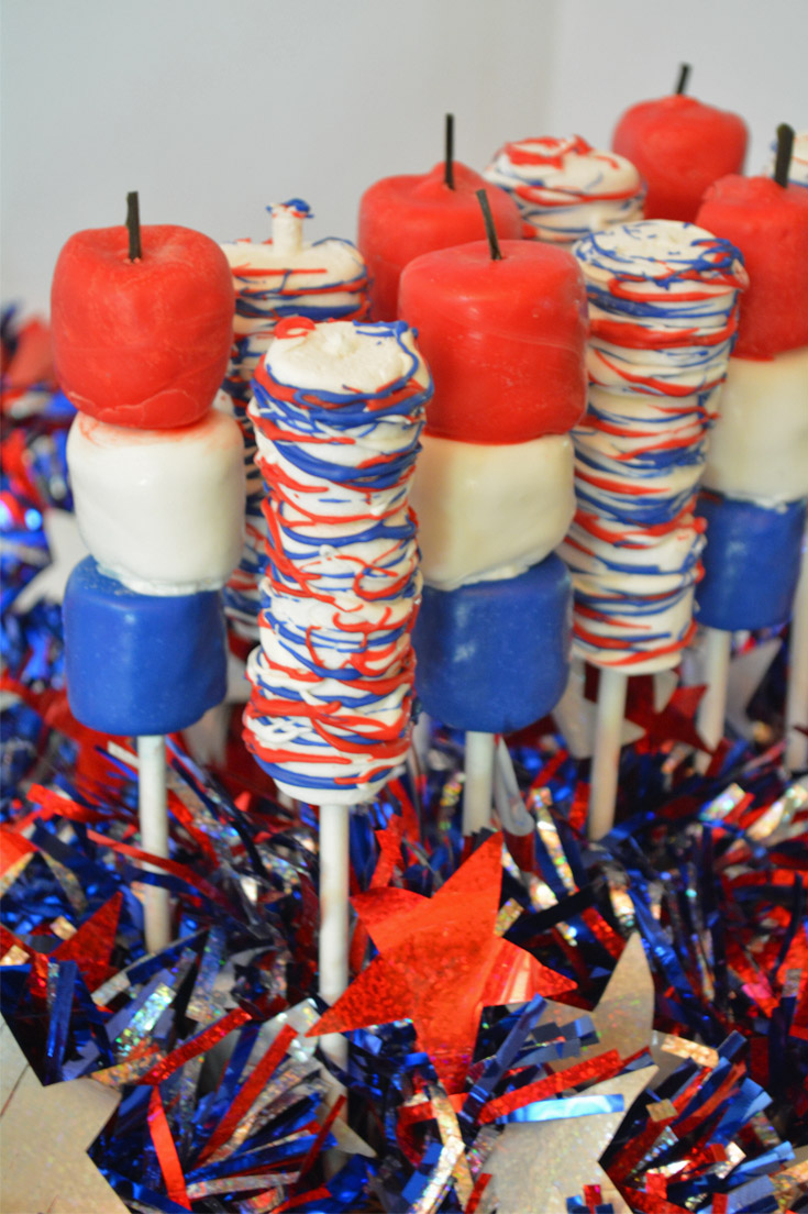 red white blue marshmallow pops