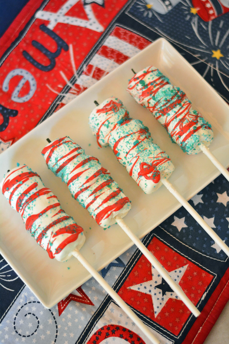 4th of july marshmallow pops made with pop rocks