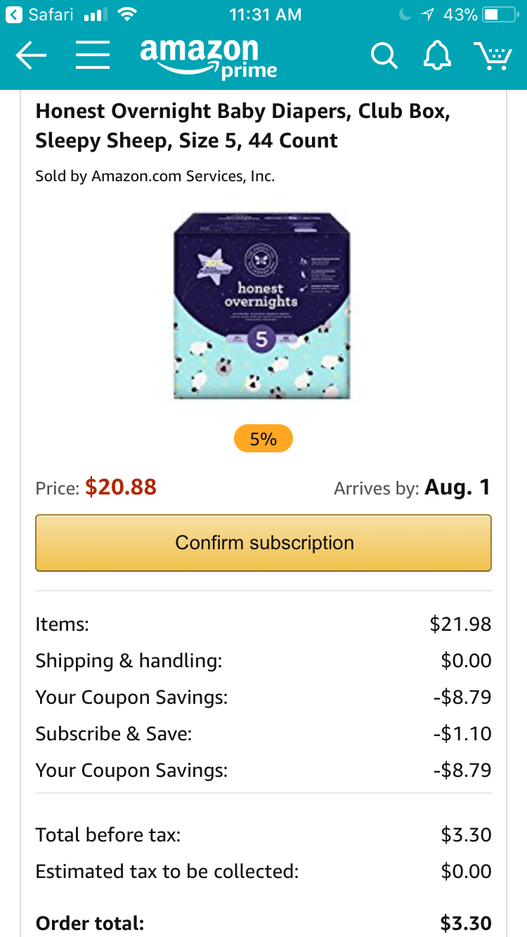 FREE Box of Honest Diapers Amazon Prime Day Mommy's Fabulous Finds