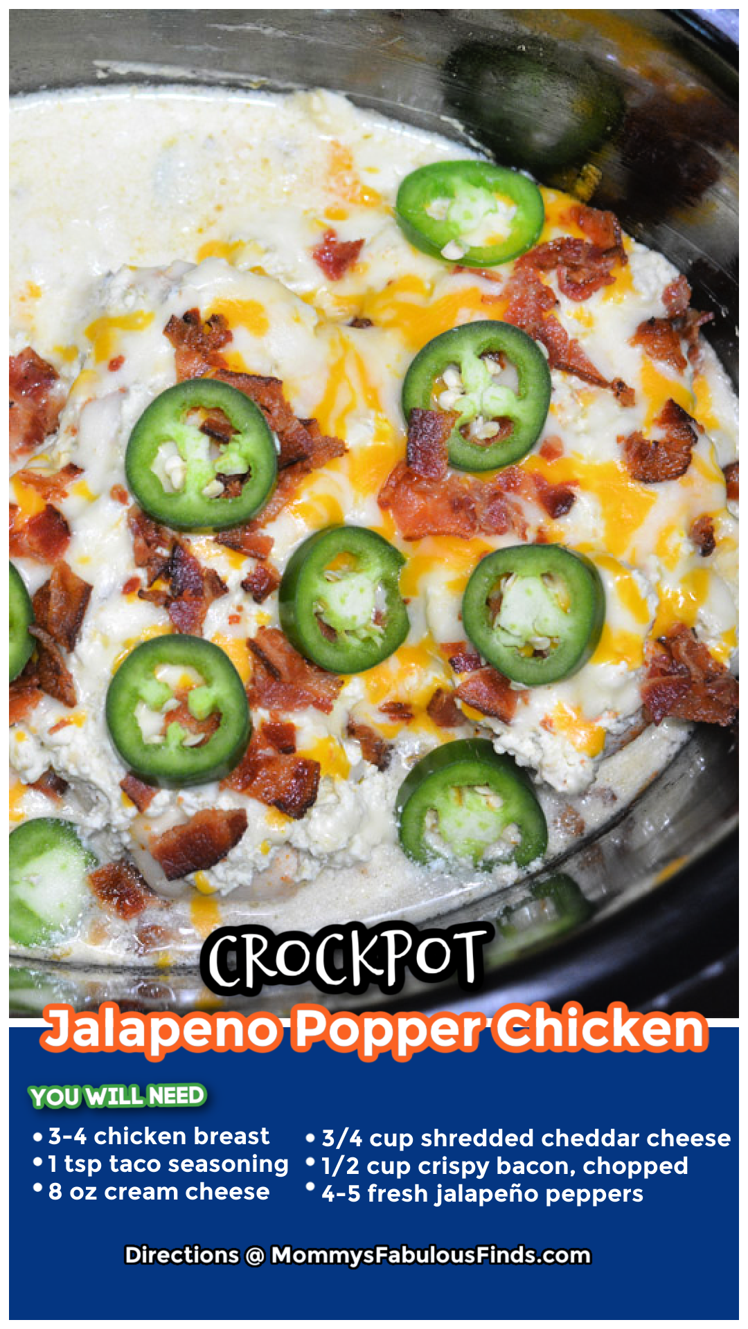 jalapeno popper chicken cooking in crockpot