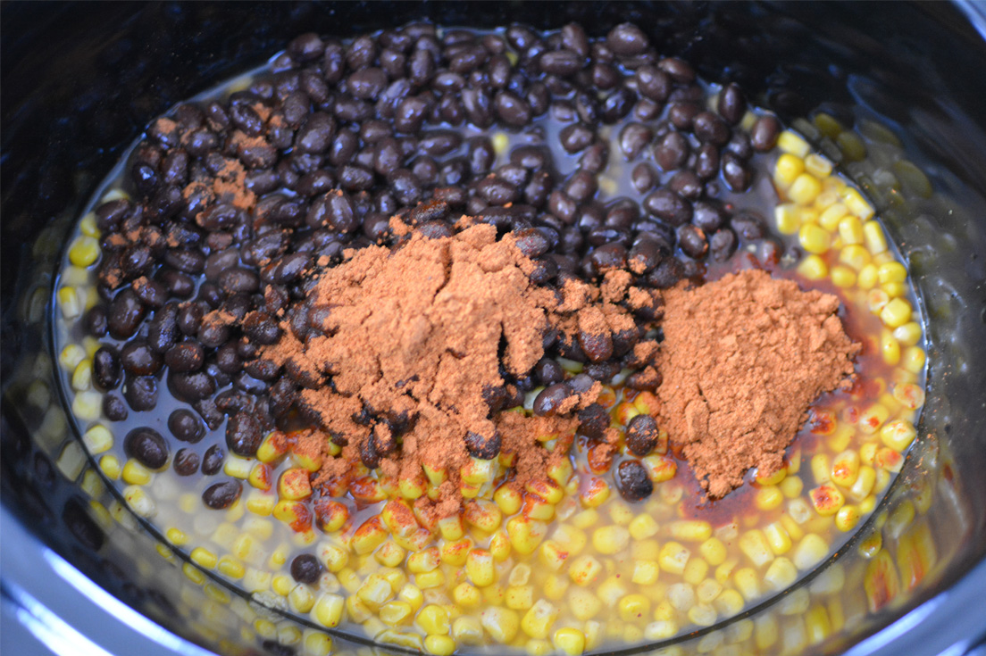 Crockpot Chicken Tacos With Black Beans & Corn