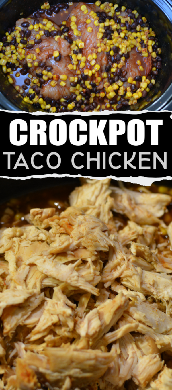Crockpot Black Bean Corn Chicken Tacos