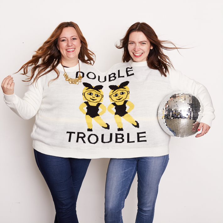 double trouble two person sweater