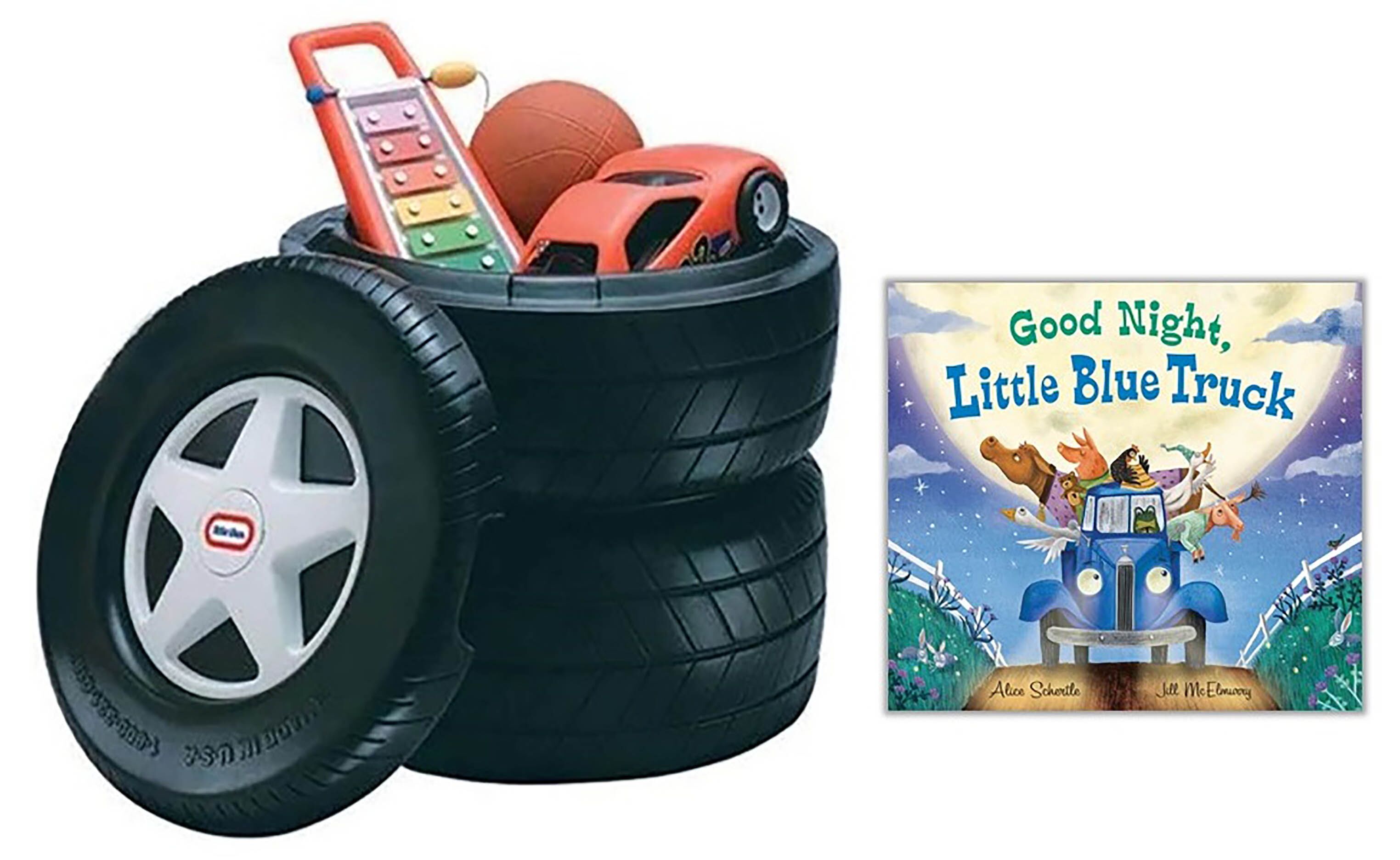 Good Night Little Blue Truck Racing Tire Toy Chest