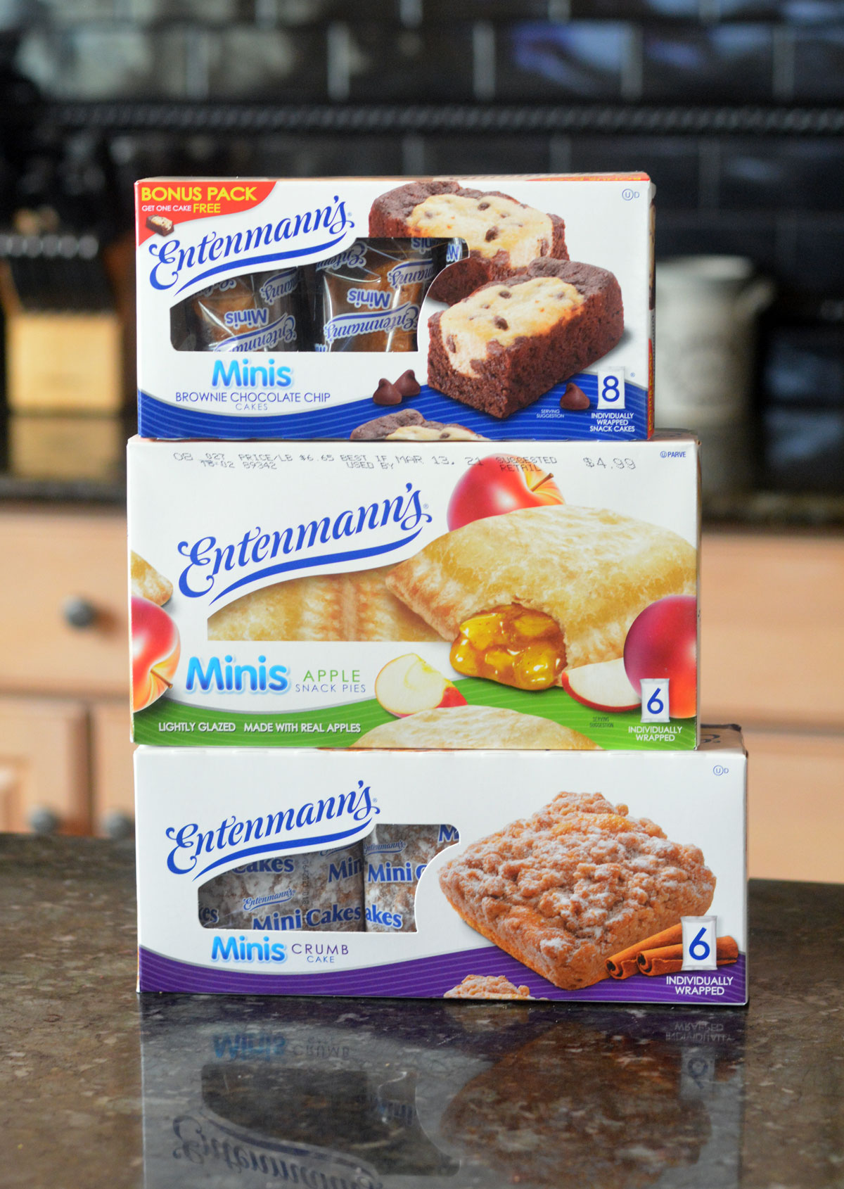 3 boxes of Entenmann’s Mini Snacks