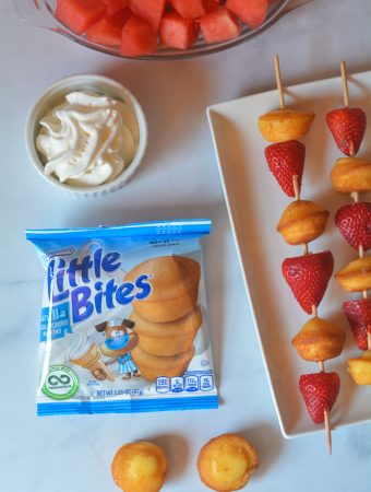 little bites vanilla and strawberry skewers