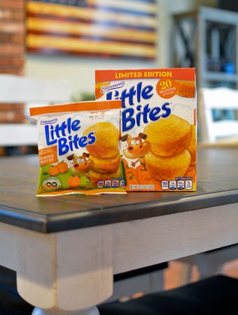 box of little bites pumpkin muffins on table