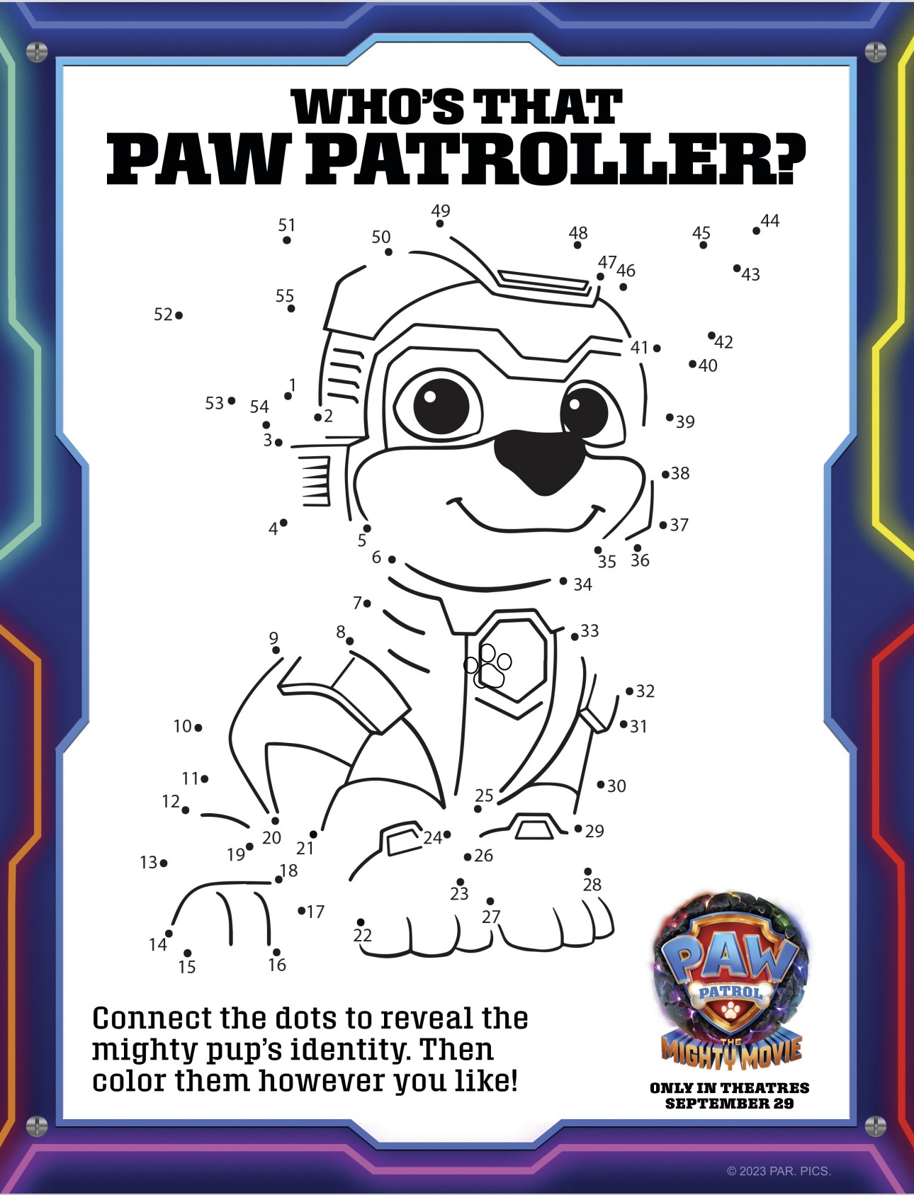 paw patrol connect the dots activity